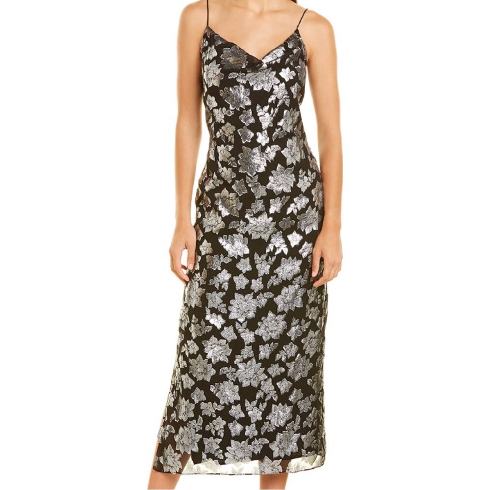 Club Monaco Silver and black midi dress size 2